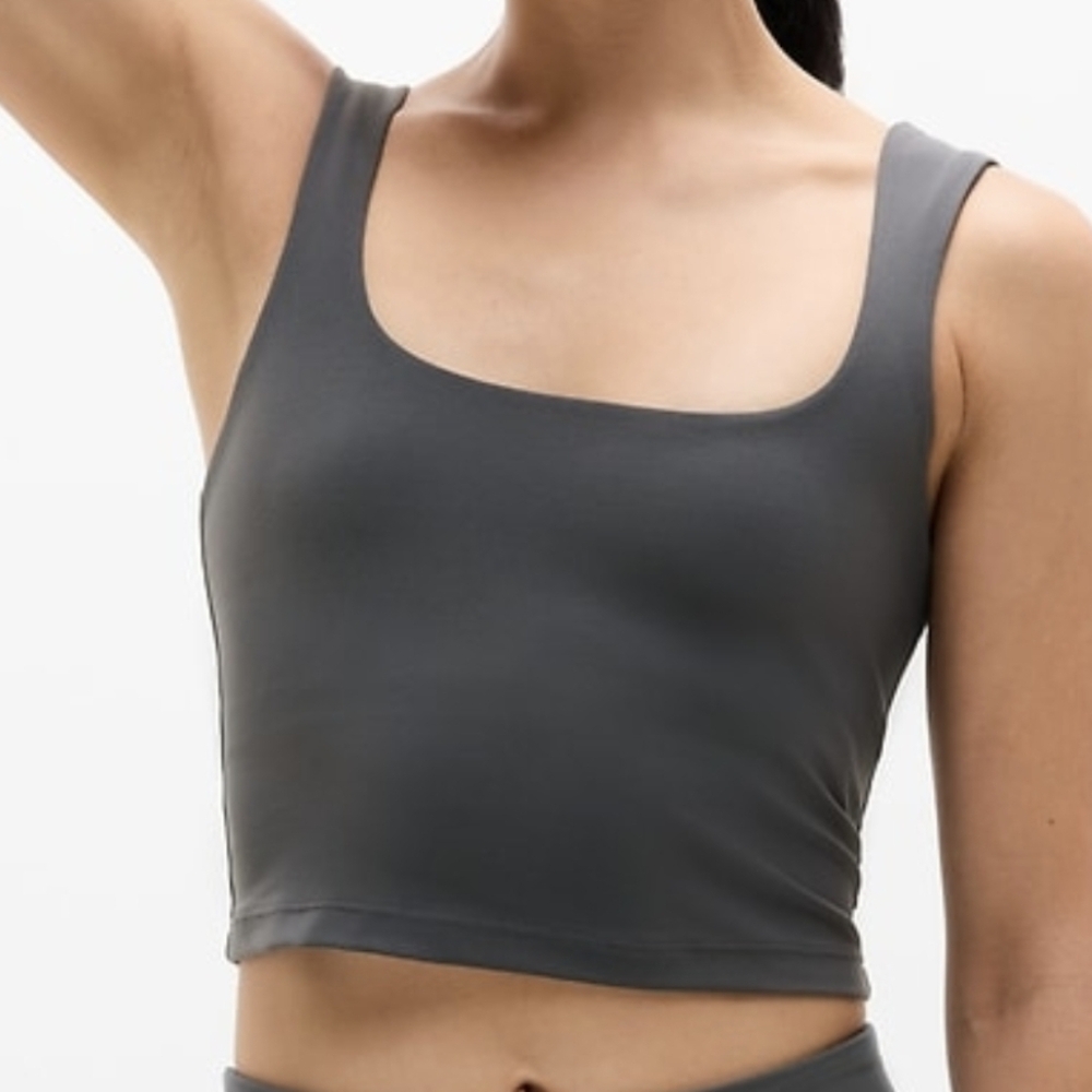Athleta Transcend Square Neck Crop Bra In Shadow Grey NWT